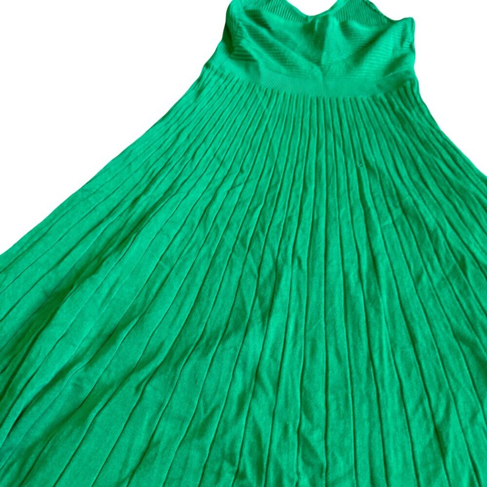 A New Day Kelly Green Stretchy Pleated Halter Dress Midi Length Size Meidum - Picture 6 of 10